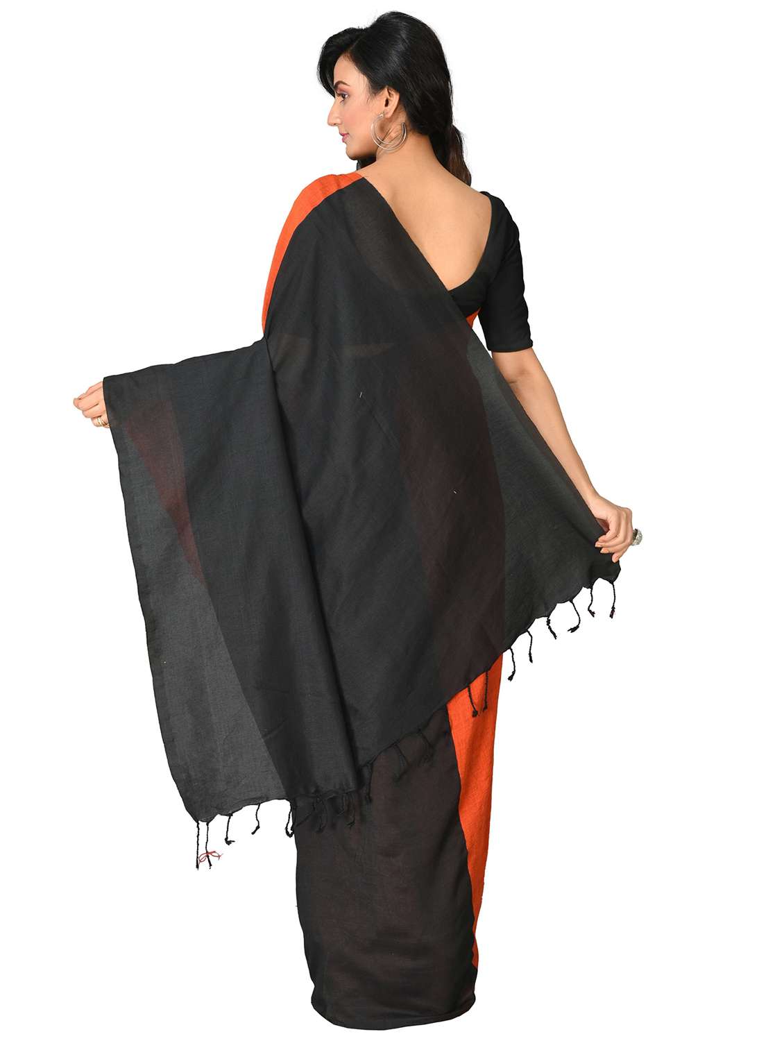 women solid handloom saree - 21537087 -  Standard Image - 1