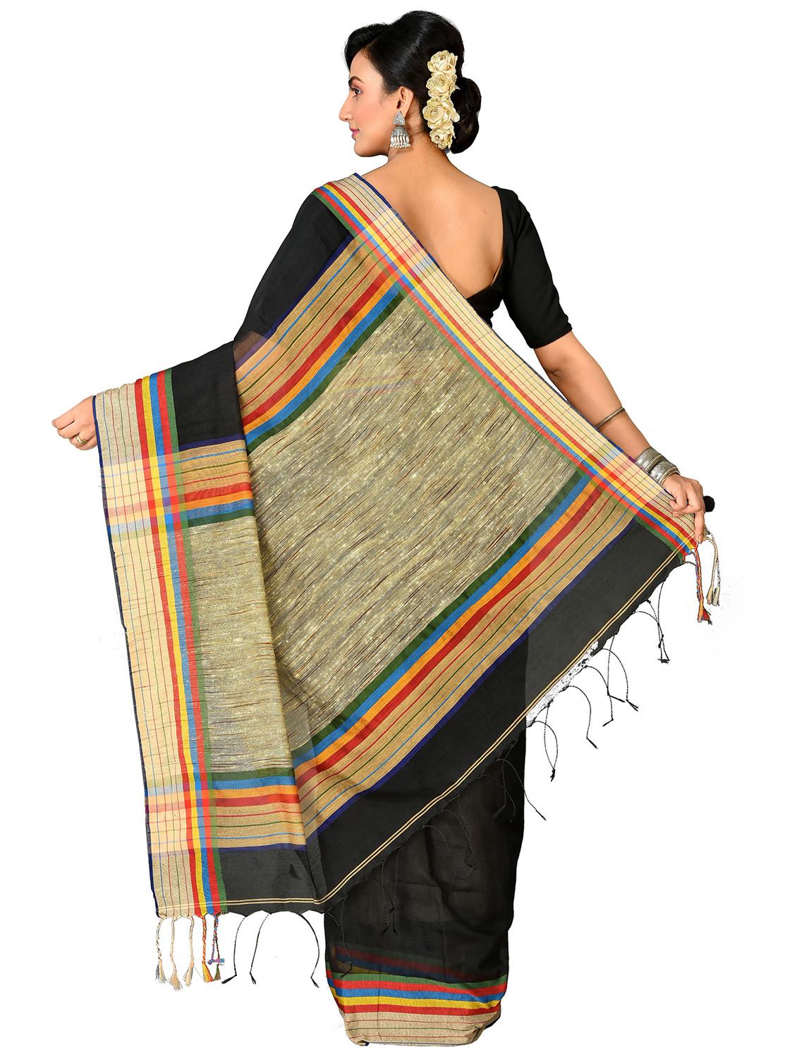 women solid with bordered saree - 21537105 - Standard Image - 1