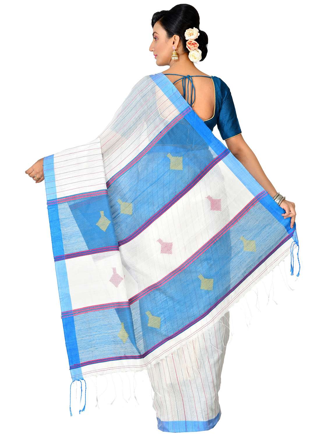 women striped handloom saree - 21537111 - Standard Image - 1