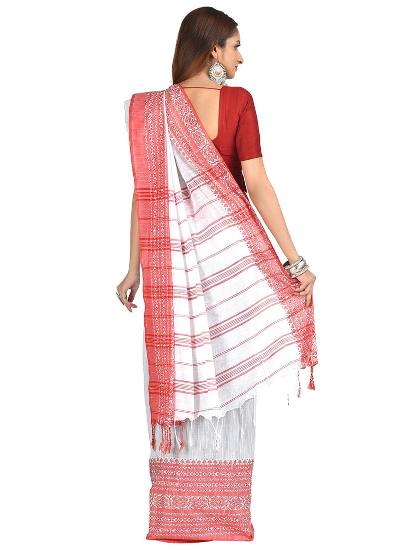 women solid handloom saree - 21537122 - Standard Image - 1