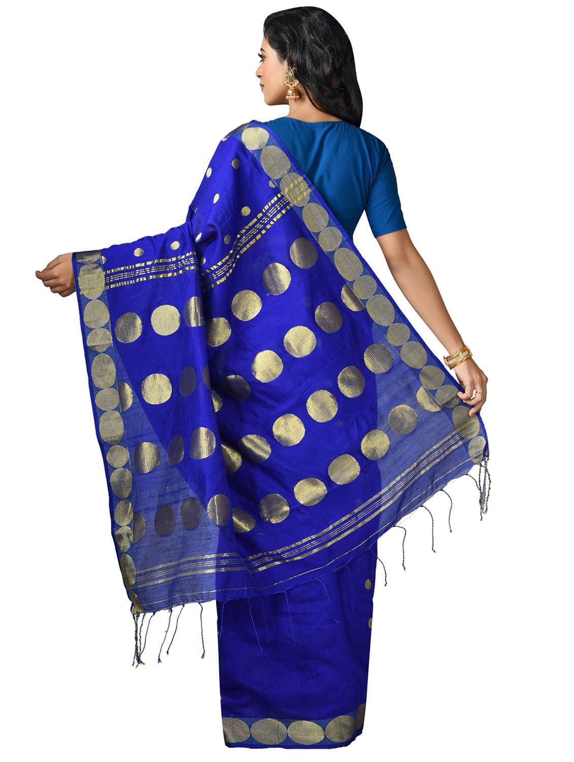 women blue handloom saree - 21537142 -  Standard Image - 1