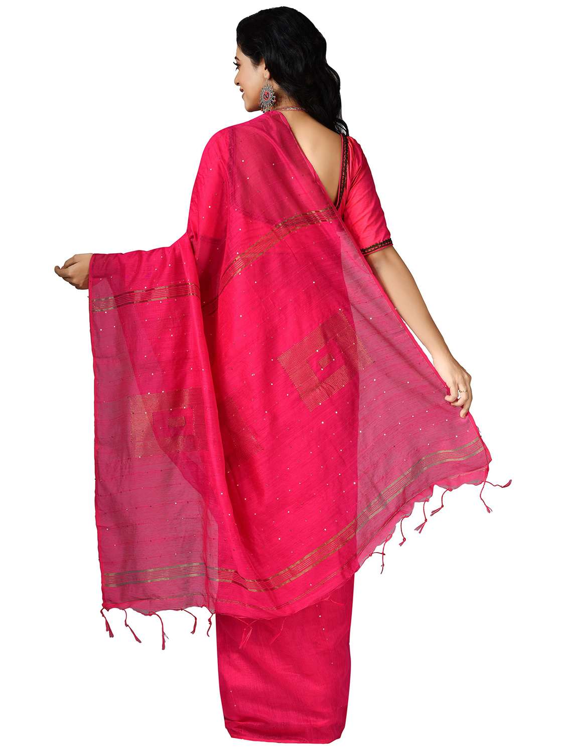 women solid with work handloom saree - 21537155 -  Standard Image - 1