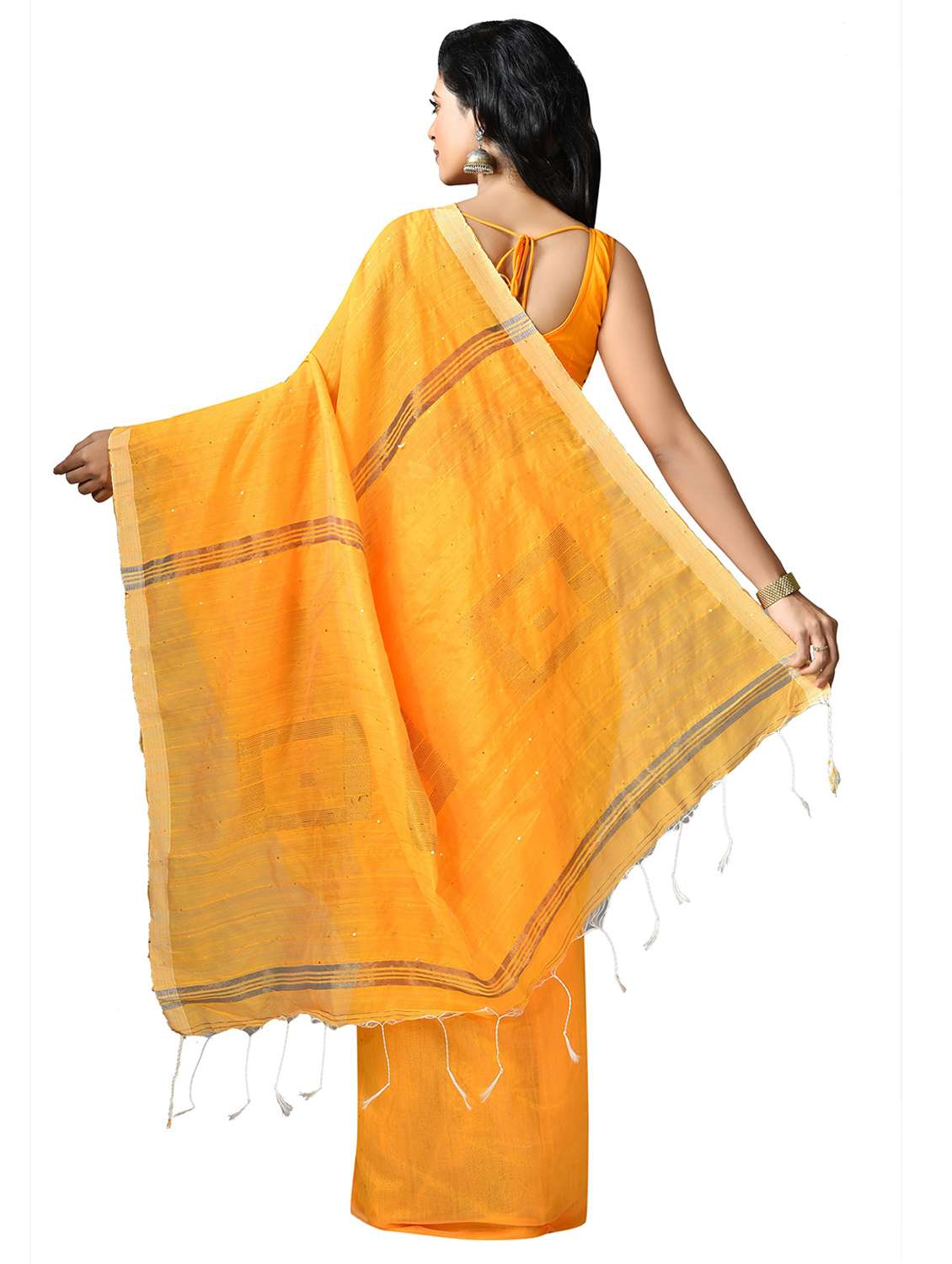 women yellow handloom saree - 21537156 -  Standard Image - 1