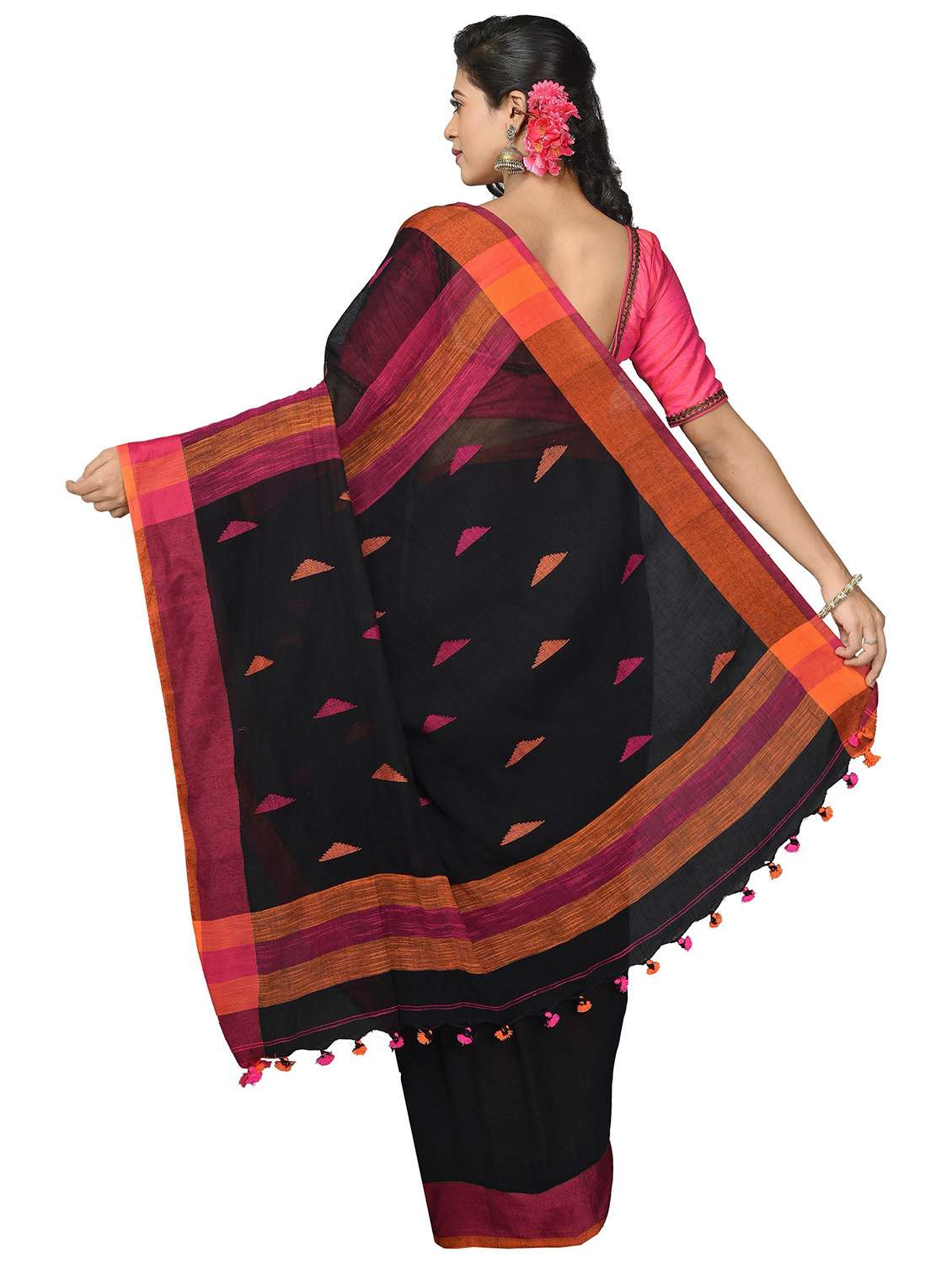 black self design handloom saree - 21537169 -  Standard Image - 1