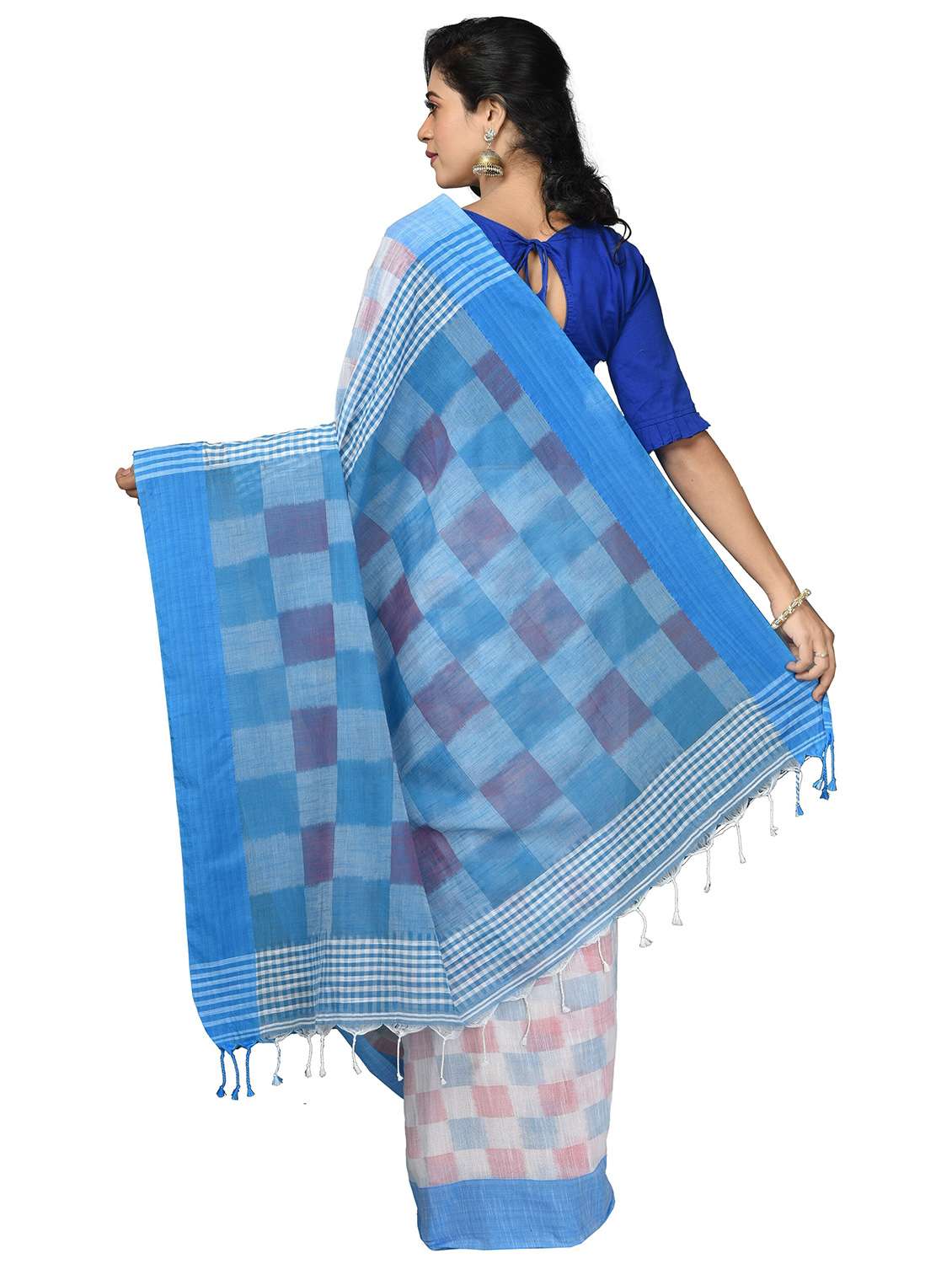 women blue handloom saree - 21537174 -  Standard Image - 1