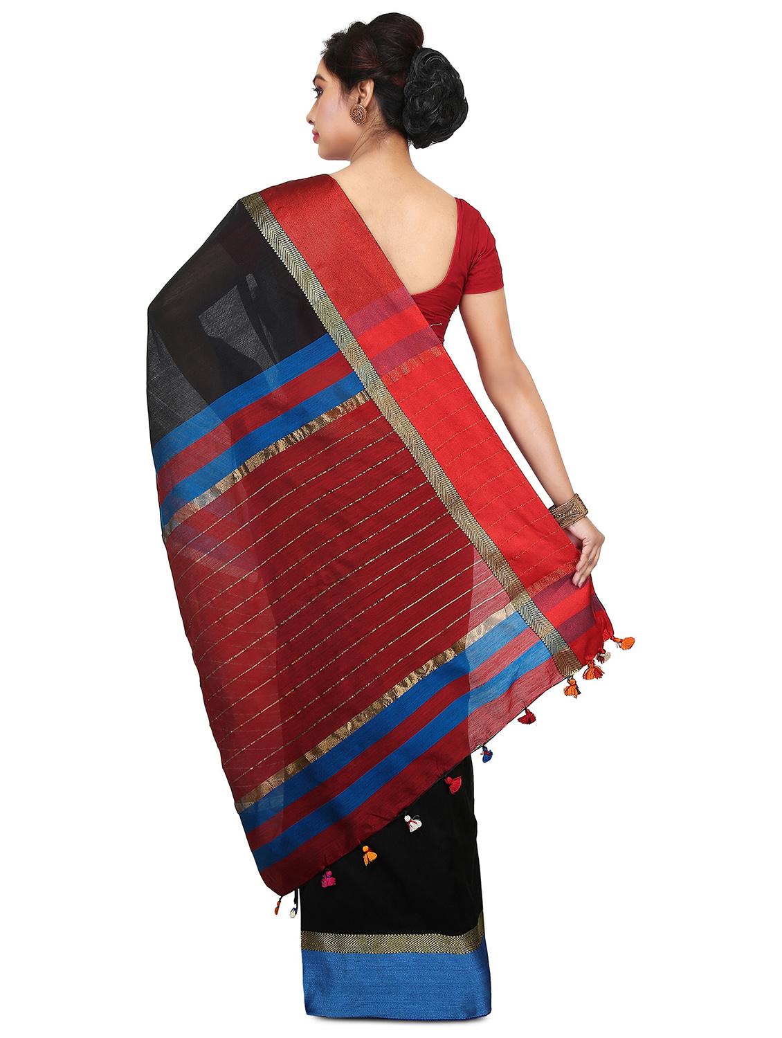 women solid with bordered saree - 21537221 -  Standard Image - 1