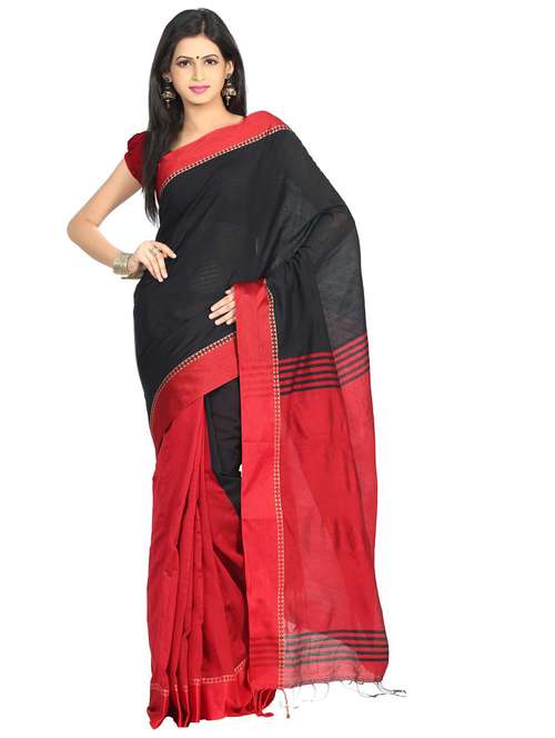 women solid handloom saree - 21537290 - Standard Image - 0