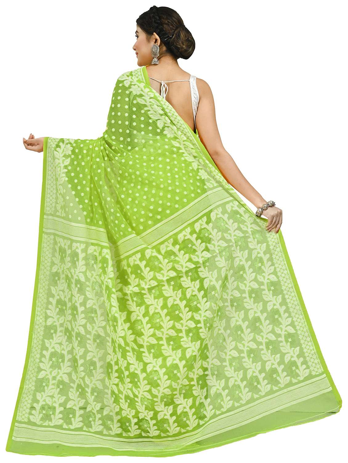 women polka jamdani saree - 21537319 -  Standard Image - 1