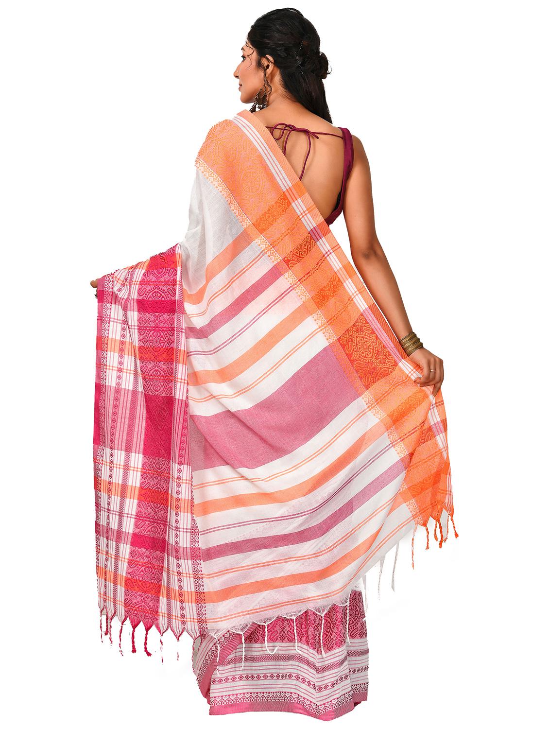 women pink handloom saree - 21537324 - Standard Image - 1