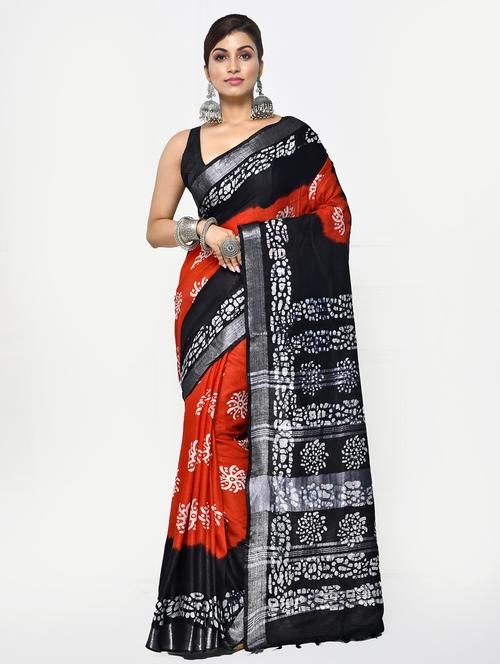 women printed handloom saree - 21537358 - Standard Image - 0