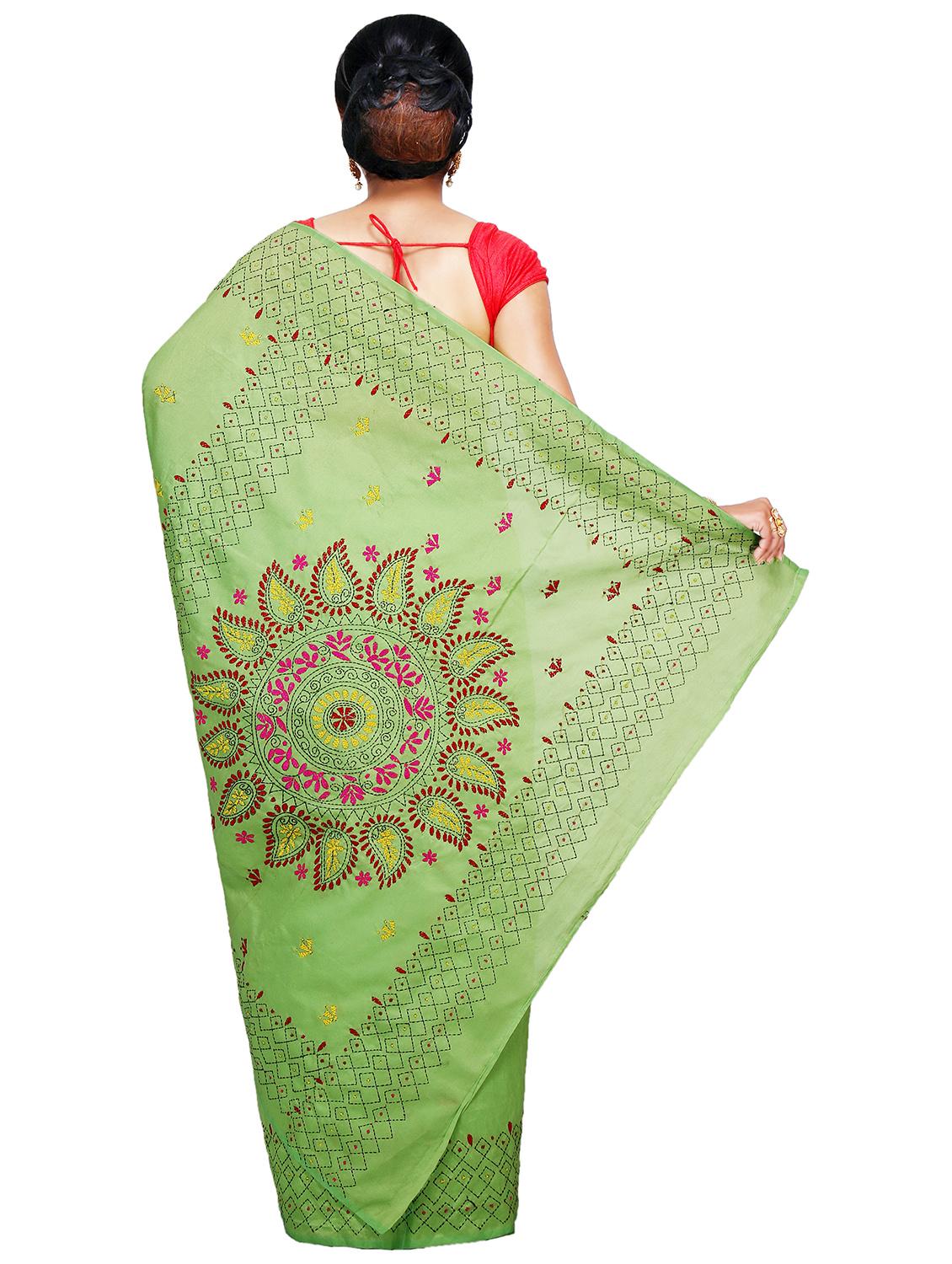 women solid with work kaantha saree - 21537400 - Standard Image - 1