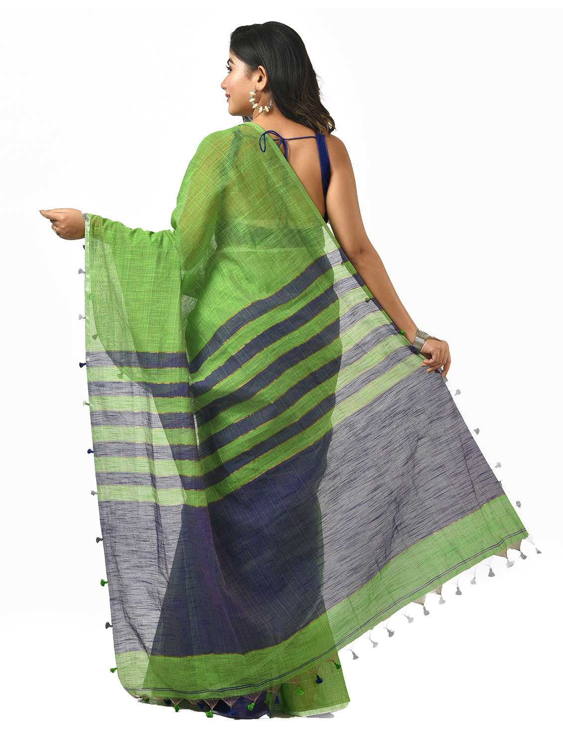 women solid handloom saree - 21537450 -  Standard Image - 1