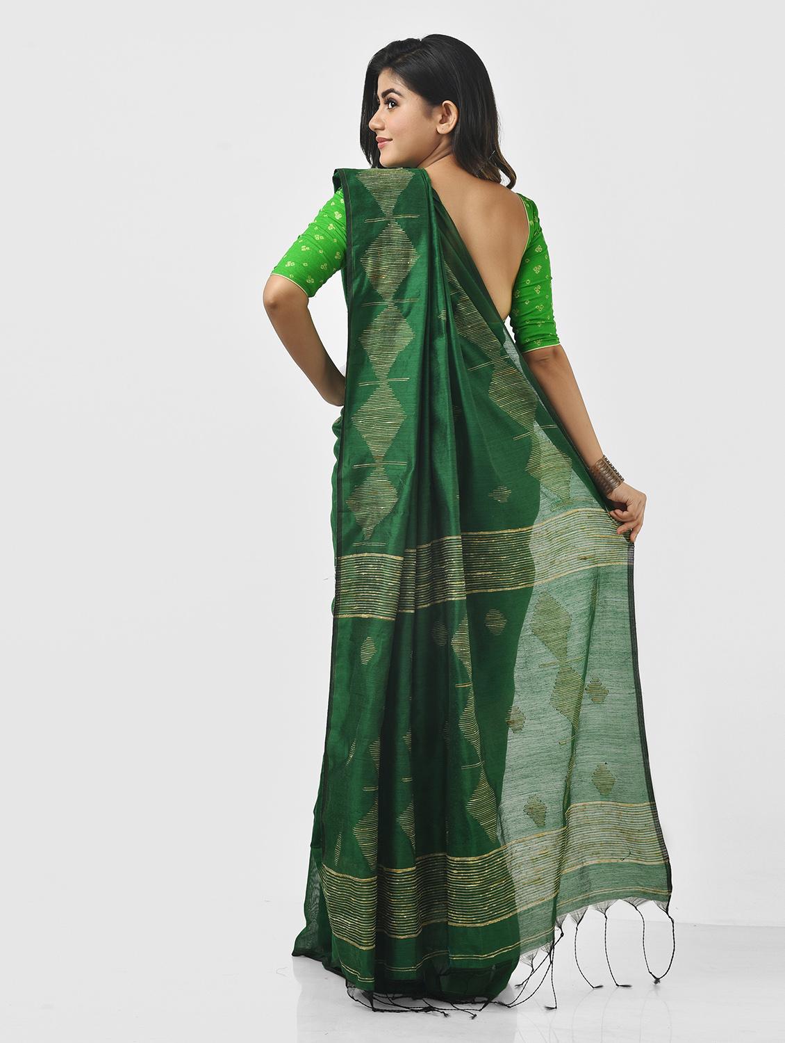 women green handloom saree - 21537459 -  Standard Image - 1