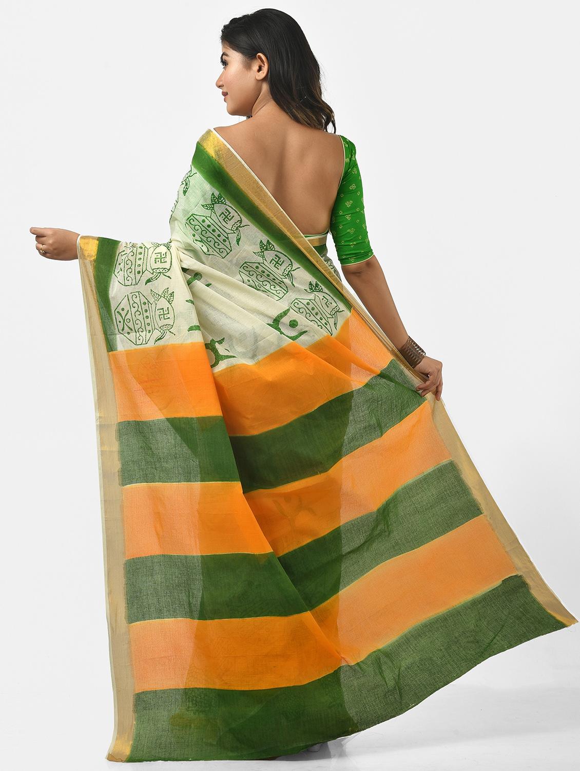 women printed handloom saree - 21537464 - Standard Image - 1