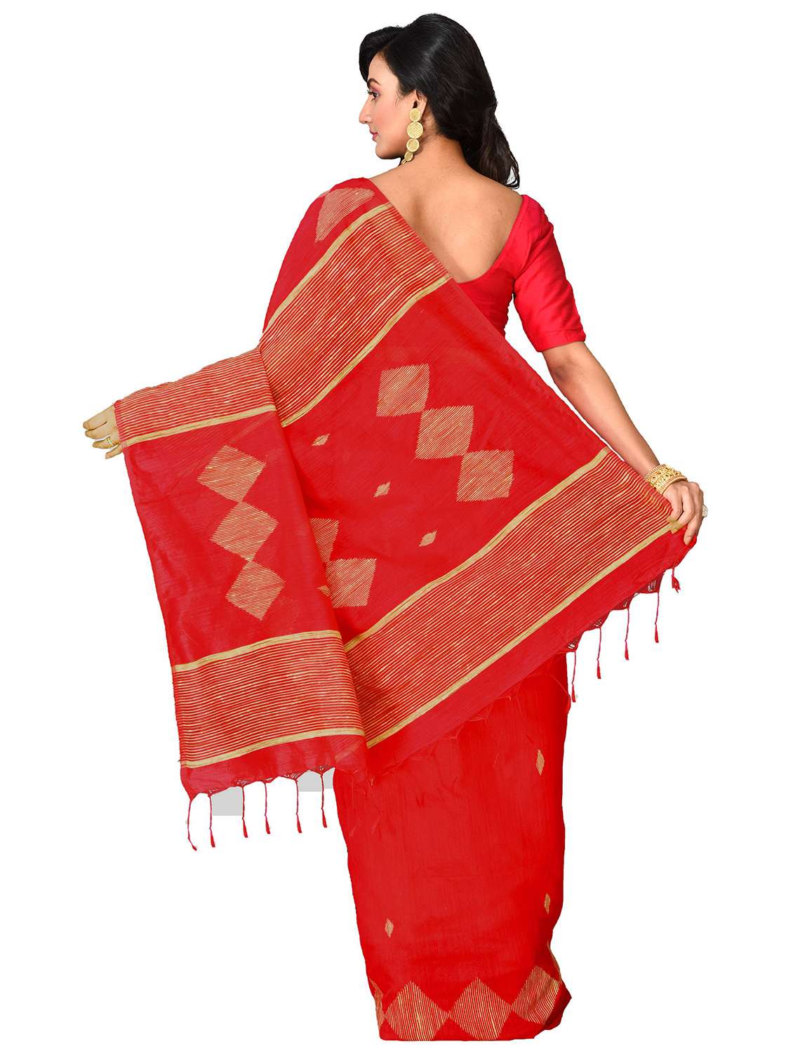 women red handloom saree - 21537468 -  Standard Image - 1
