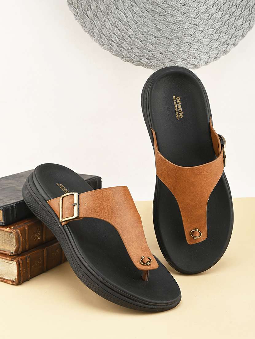 men solid toe separator slippers