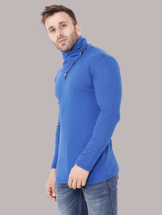men solid turtle neck slim fit t-shirt - 21537587 -  Standard Image - 1
