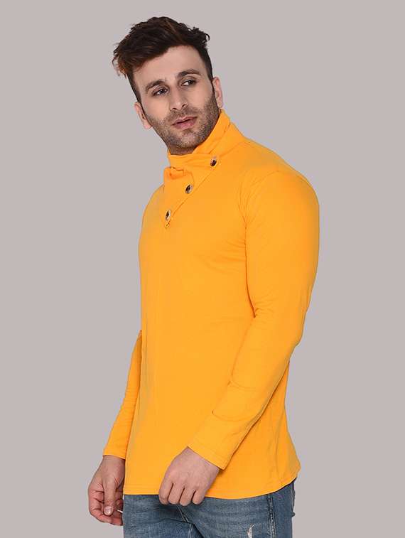 men solid turtle neck slim fit t-shirt - 21537589 -  Standard Image - 1