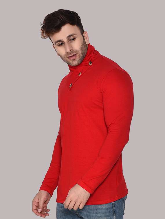 men solid turtle neck slim fit t-shirt - 21537590 -  Standard Image - 1