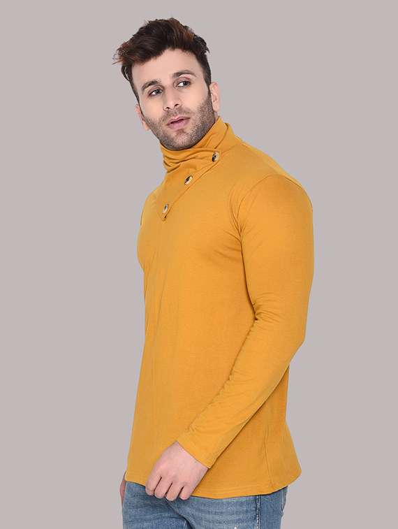 men solid turtle neck slim fit t-shirt - 21537594 -  Standard Image - 1