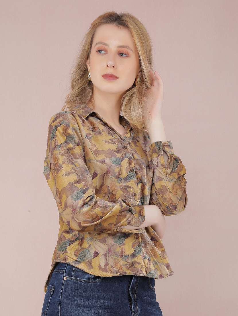 women floral printed collared shirt - 21537701 -  Standard Image - 1