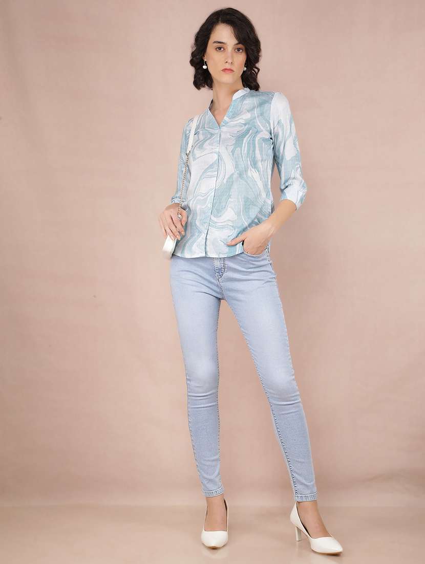 women printed mandarin neck shirt - 21537724 -  Standard Image - 4