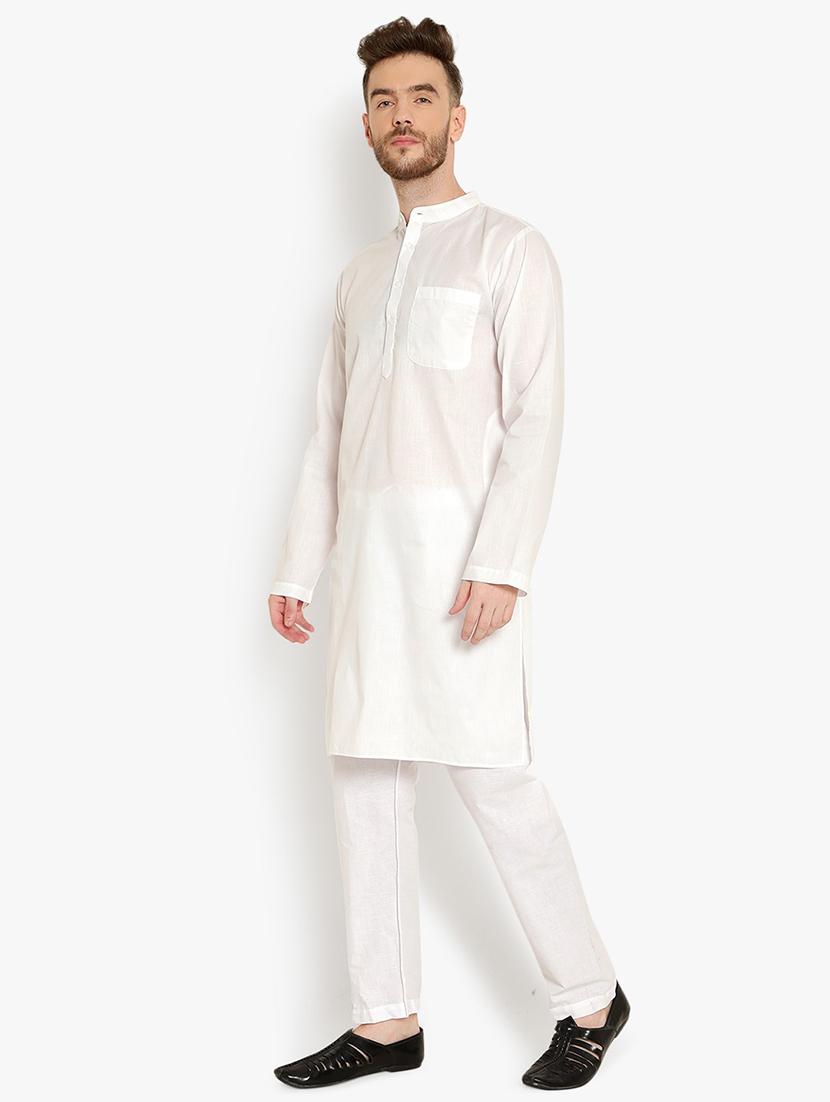 men solid long sleeves kurta pyjama set - 21537748 - Standard Image - 1