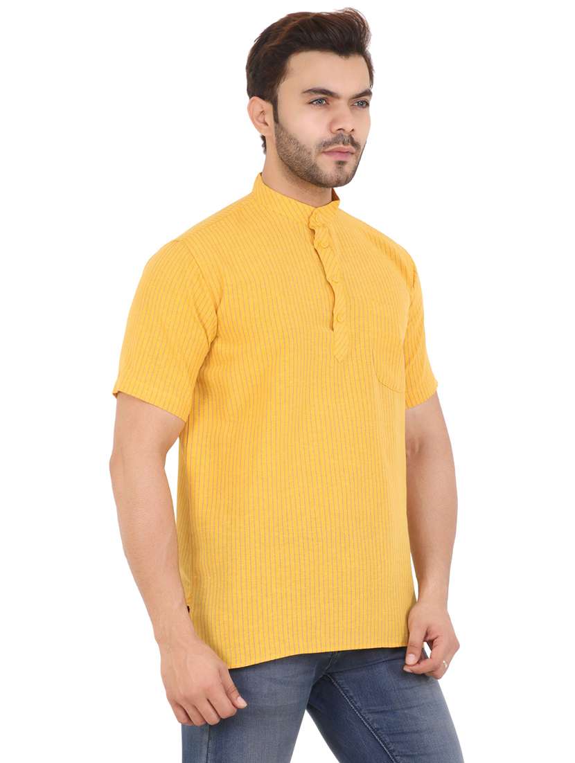 men striped mandarin neck short kurta  - 21537785 -  Standard Image - 1