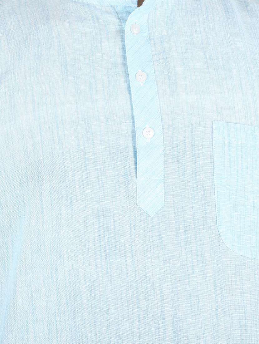men self design mandarin neck short kurta  - 21537792 -  Standard Image - 4