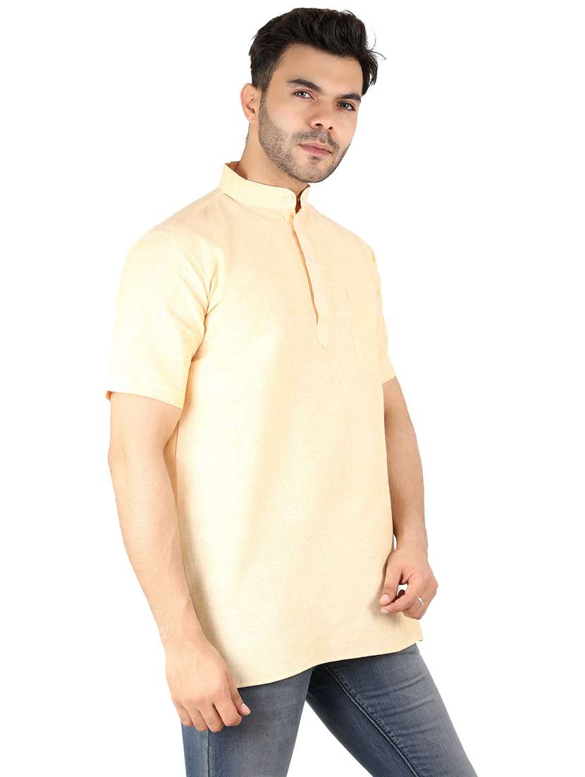 men solid mandarin neck short kurta  - 21537795 -  Standard Image - 1