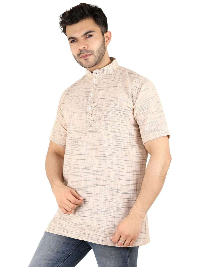 men self design mandarin neck short kurta  - 21537807 -  Standard Image - 1