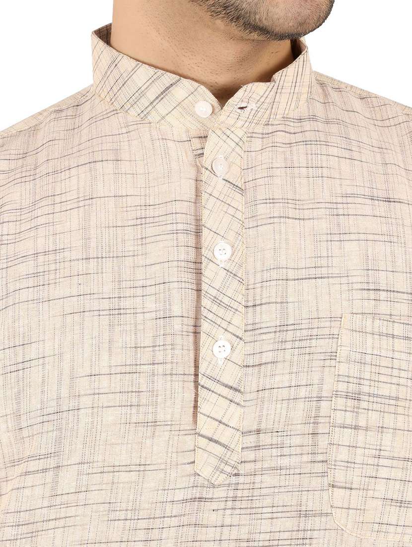 men self design mandarin neck short kurta  - 21537807 -  Standard Image - 4