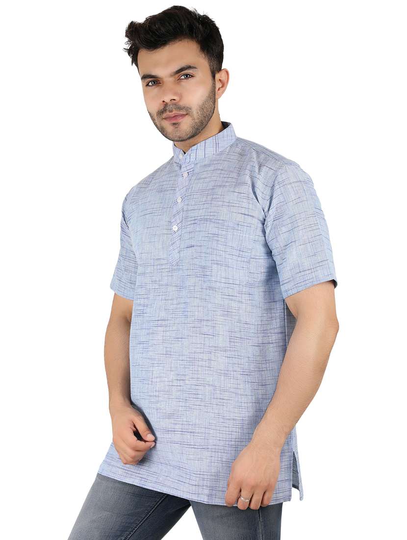 men self design mandarin neck short kurta  - 21537808 -  Standard Image - 1