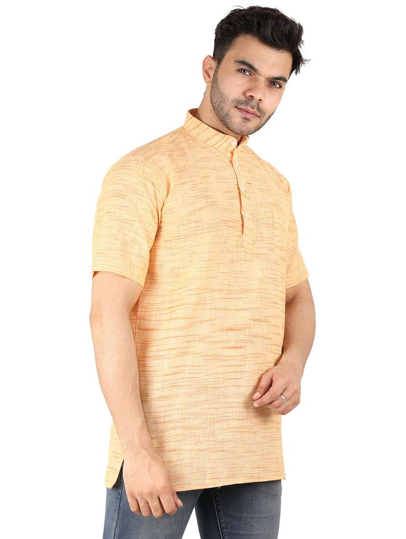 men self design mandarin neck short kurta  - 21537809 -  Standard Image - 1