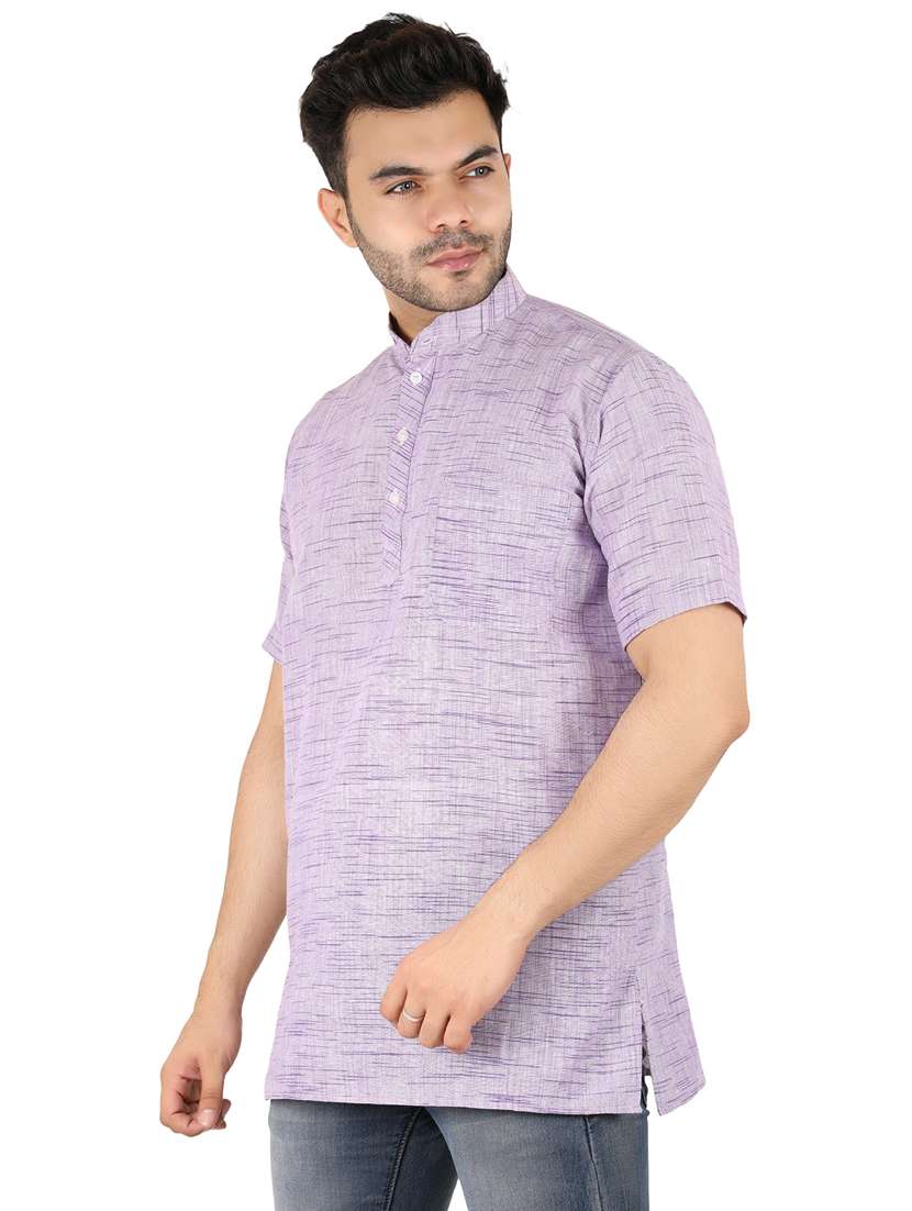 men self design mandarin neck short kurta  - 21537810 -  Standard Image - 1