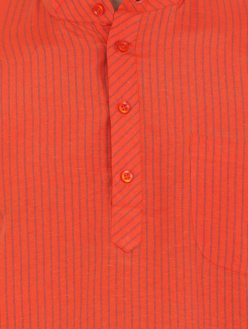 men striped mandarin neck short kurta  - 21537812 -  Standard Image - 4