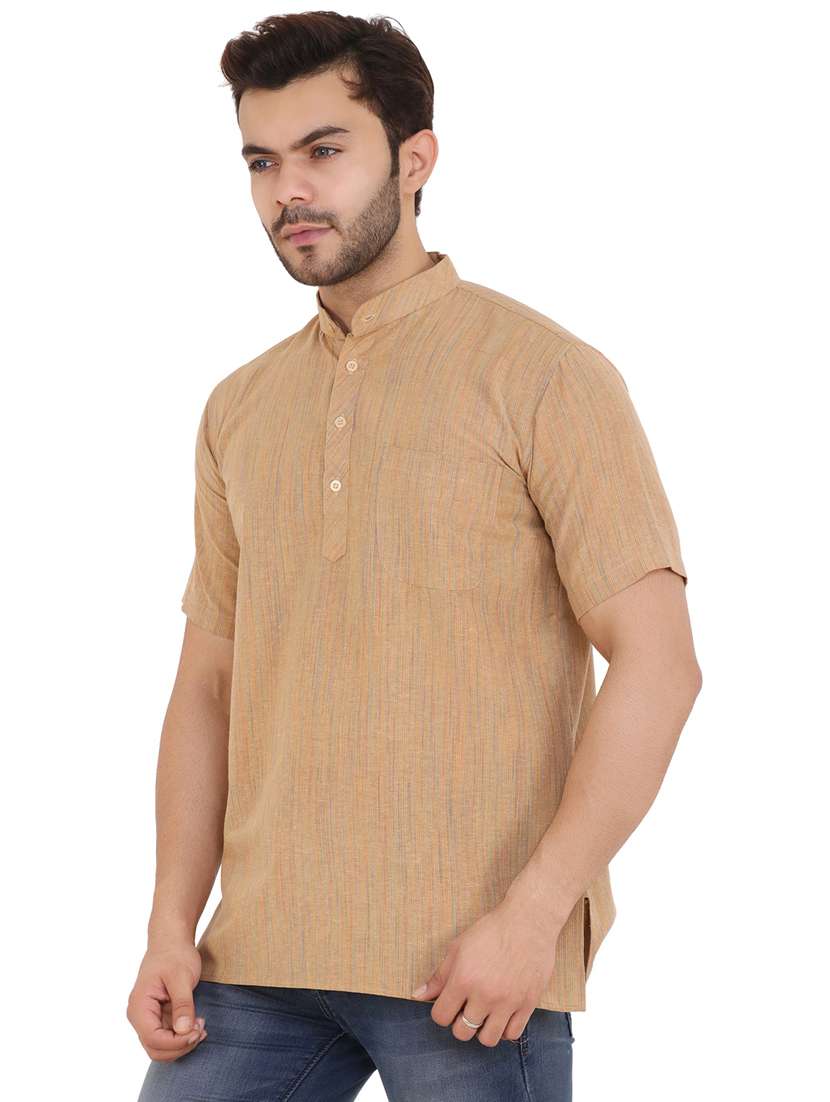 men self design mandarin neck short kurta  - 21537817 -  Standard Image - 1