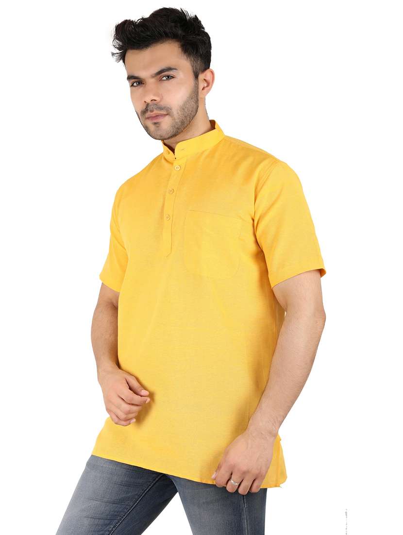 men solid mandarin neck short kurta  - 21537828 -  Standard Image - 1