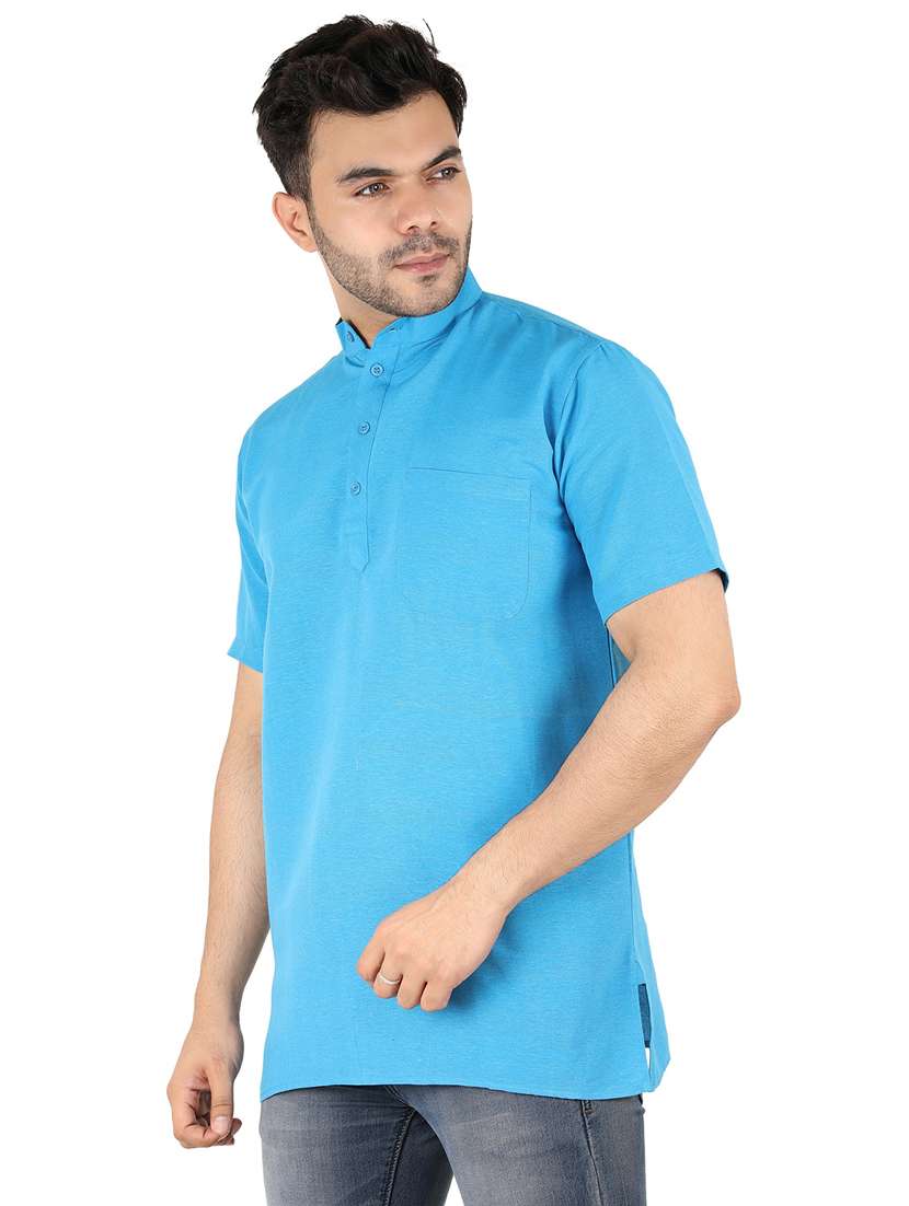 men solid mandarin neck short kurta  - 21537831 -  Standard Image - 1