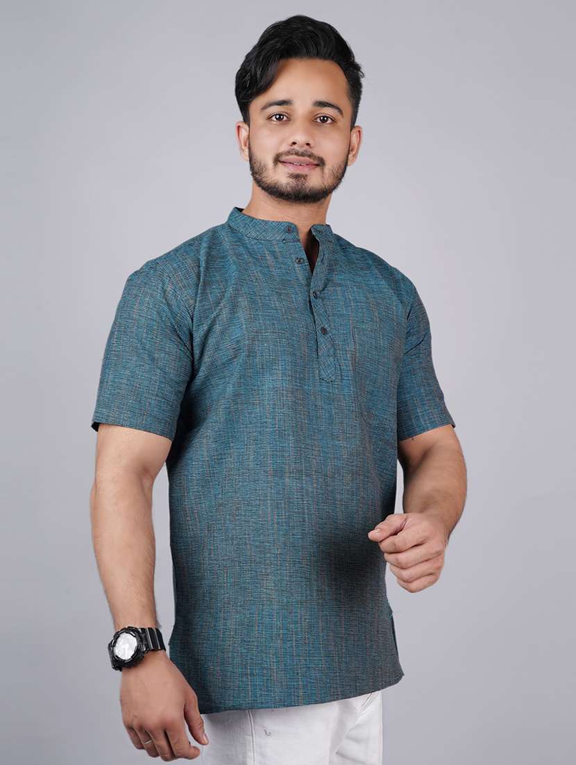 men self design mandarin neck short kurta  - 21537840 -  Standard Image - 1