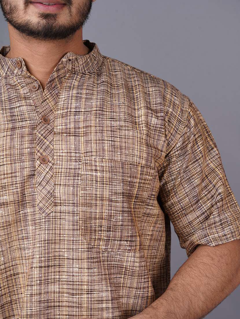 men self design mandarin neck short kurta  - 21537842 -  Standard Image - 4