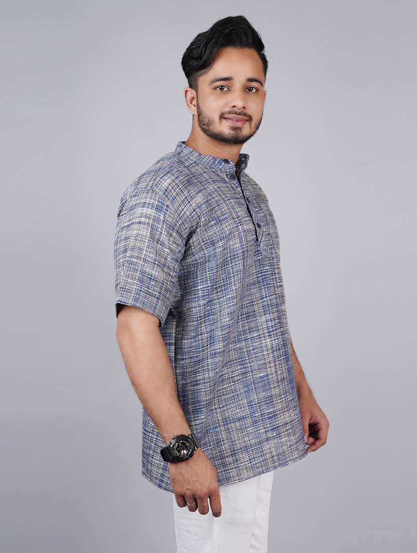 men self design mandarin neck short kurta  - 21537843 -  Standard Image - 1