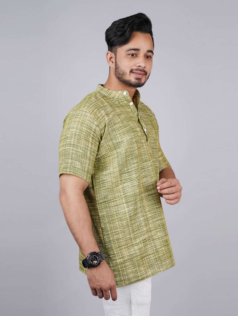 men self design mandarin neck short kurta  - 21537844 -  Standard Image - 1