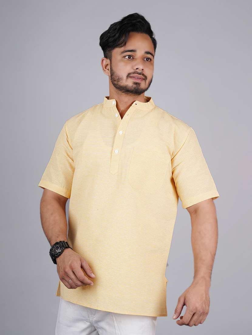 men self design mandarin neck short kurta  - 21537849 -  Standard Image - 1