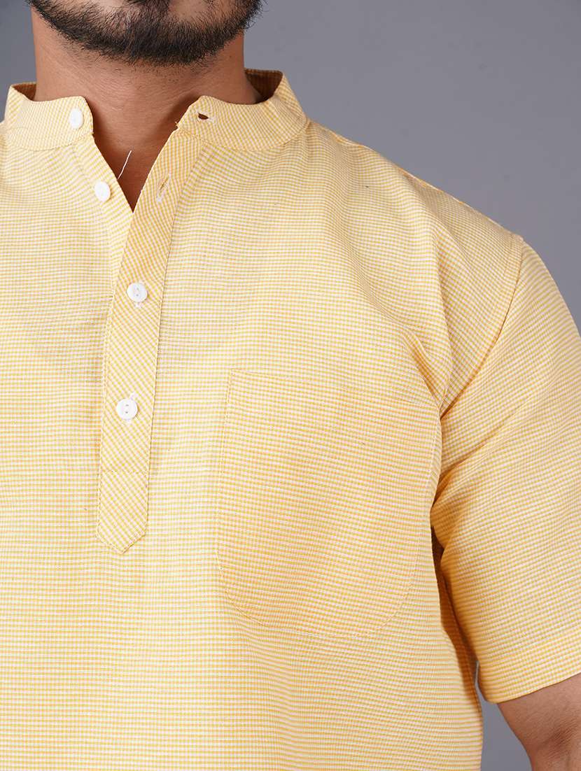 men self design mandarin neck short kurta  - 21537849 -  Standard Image - 4