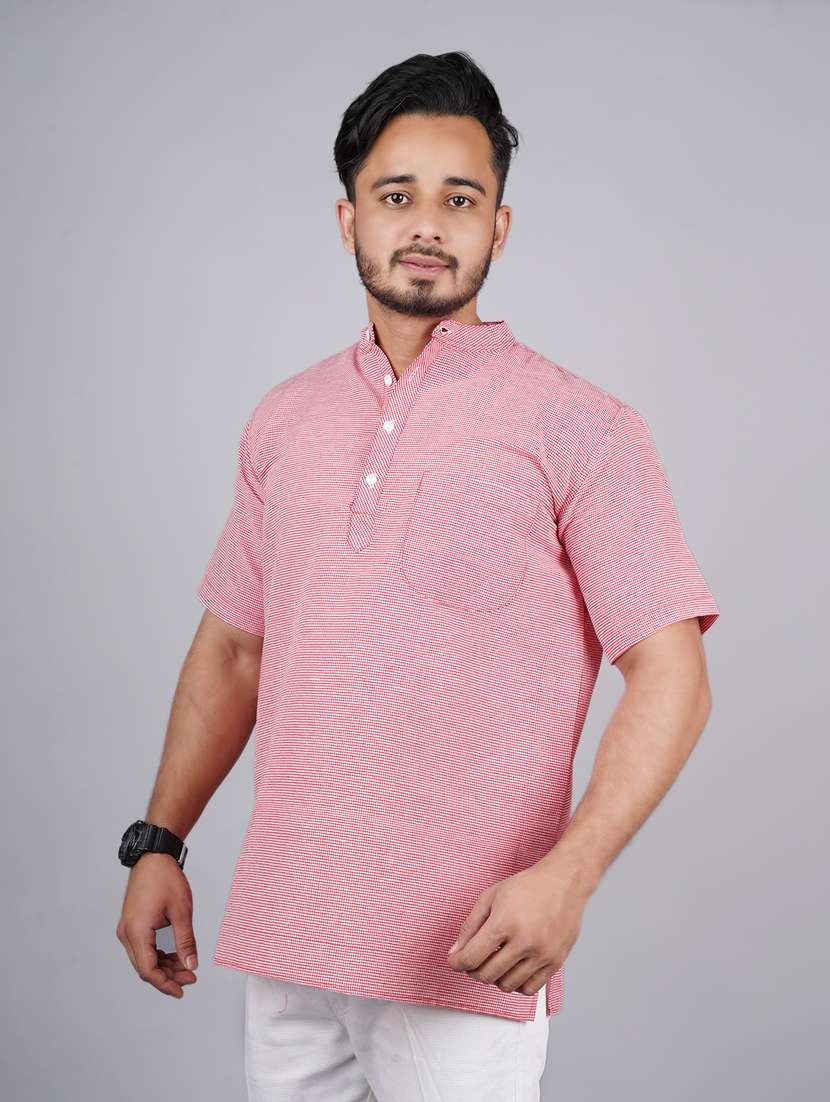 men self design mandarin neck short kurta  - 21537850 -  Standard Image - 1