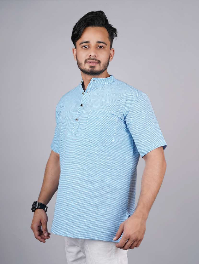men solid mandarin neck short kurta  - 21537851 -  Standard Image - 1