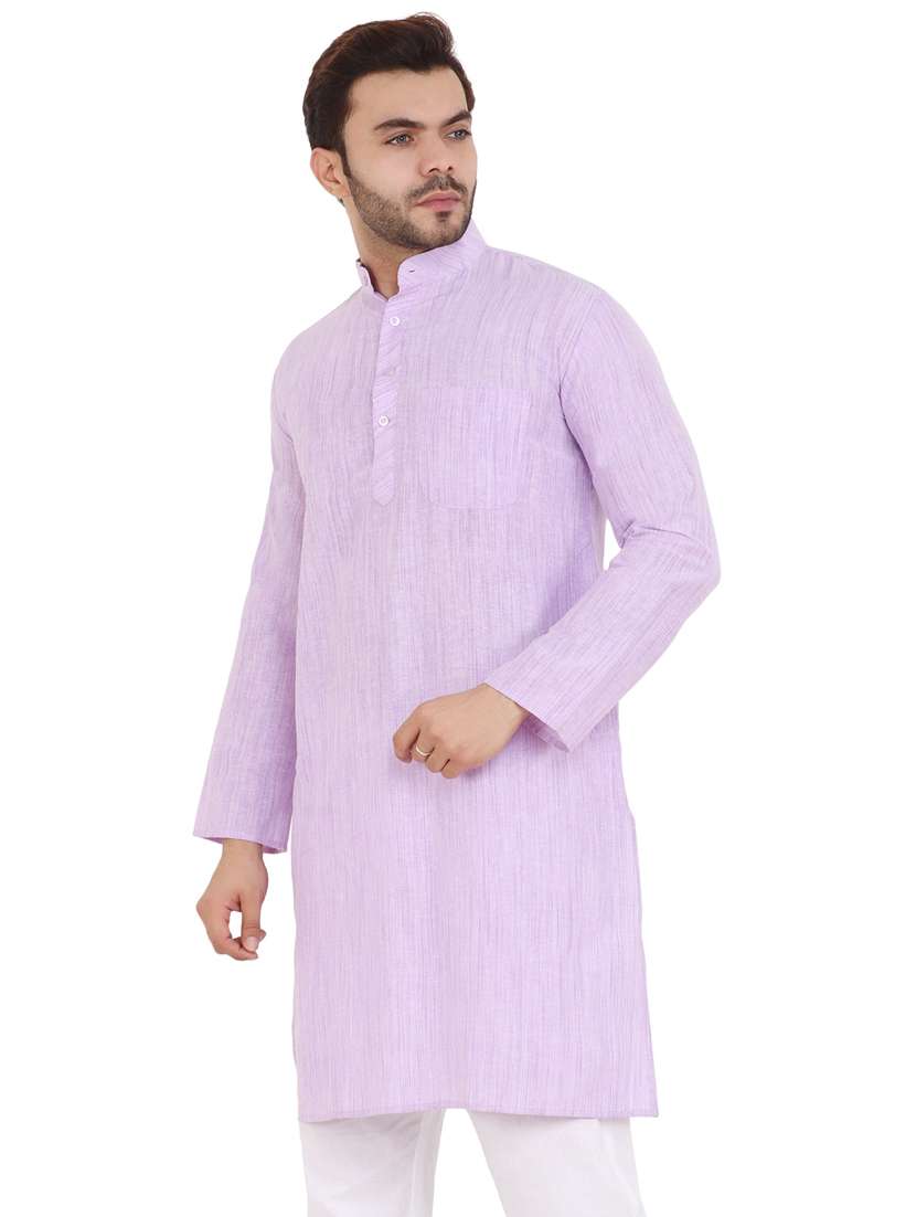 men solid mandarin neck long kurta - 21537865 -  Standard Image - 1