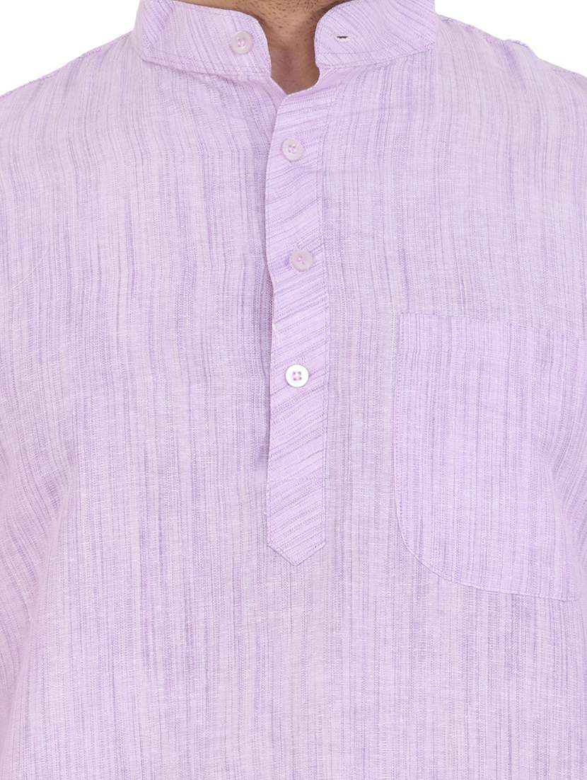 men solid mandarin neck long kurta - 21537865 -  Standard Image - 4