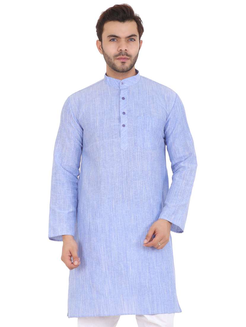 men solid mandarin neck long kurta - 21537870 -  Standard Image - 1